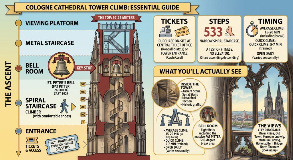 Cologne Cathedral Tower Climb: Tickets, Steps, Timing, and What You’ll Actually See